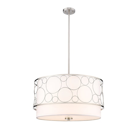 Z-Lite Kendall 4 Light Pendant, Brushed Nickel & White 197-24BN